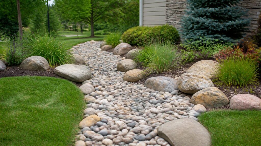 french-drain-with-river-rock-johnson-county-ks