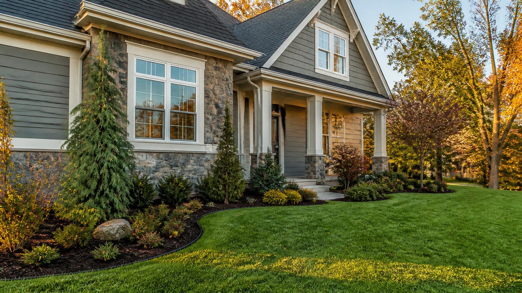 Completed fall landscape installation in Overland Park, KS