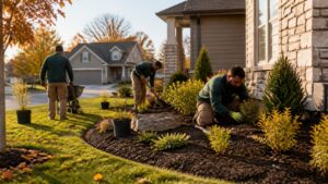 Fall landscape installation at a Kansas City home
