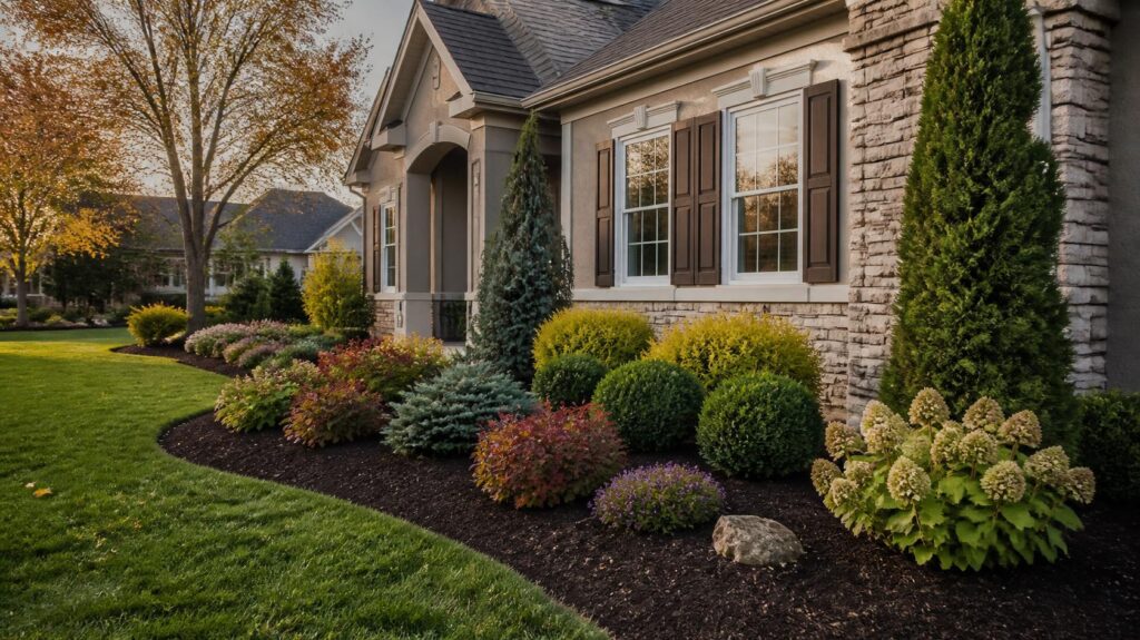 Fall shrub planting in a Kansas City residential landscape