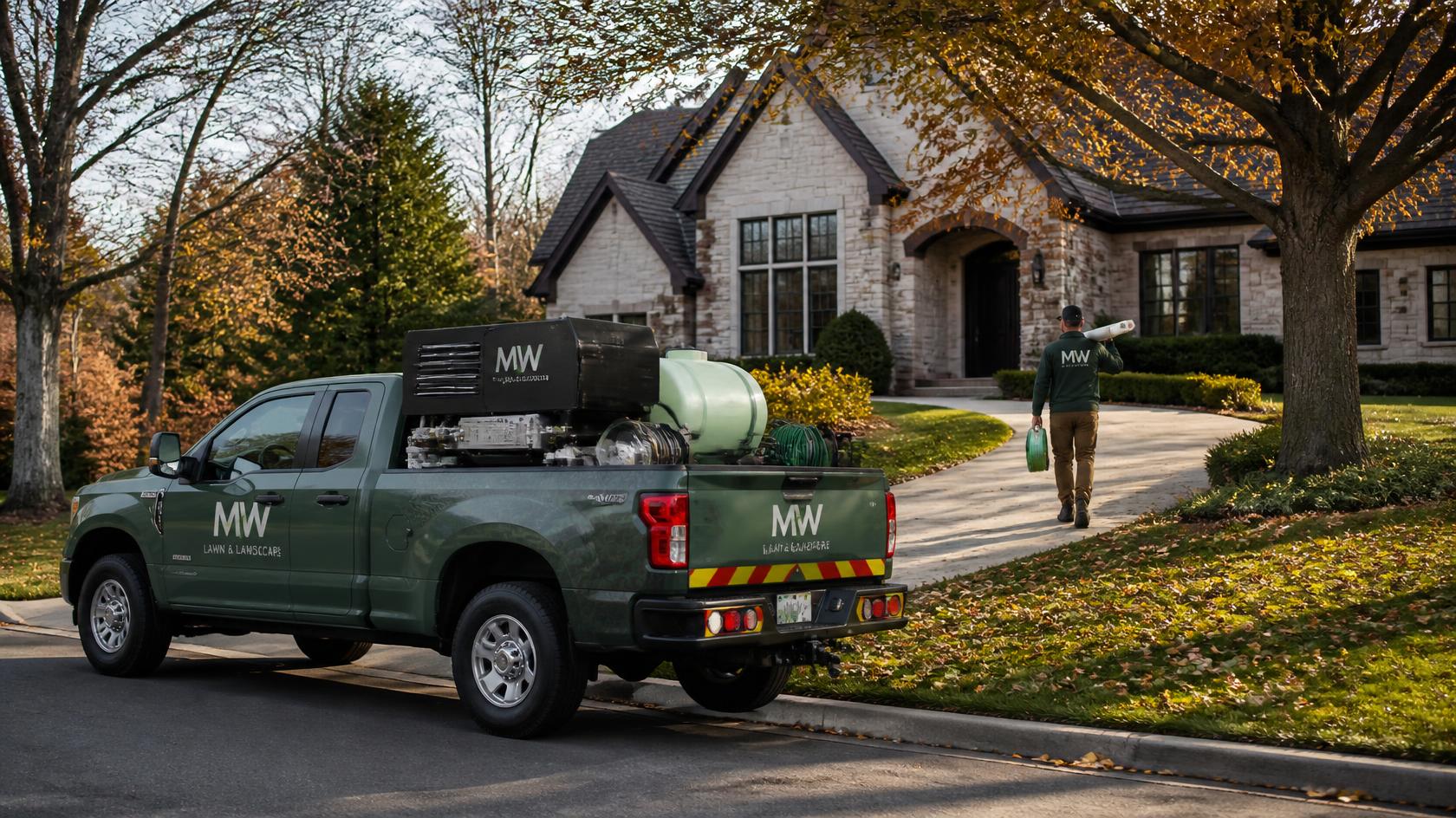 Irrigation crew arriving for same-week sprinkler winterization in Prairie Village